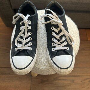 Black Low Top Converse Chuck Taylor All Star Sneakers, Classic Canvas Shoes